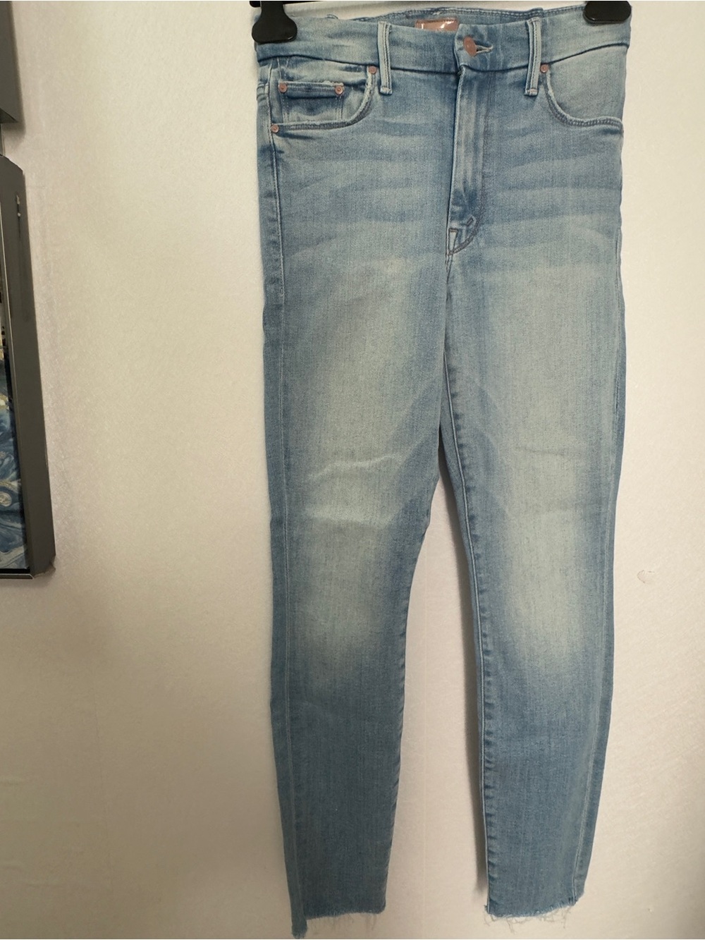 Mother The Looker High Waisted Ankle Fray Jeans Au Revoir Wash Size 27